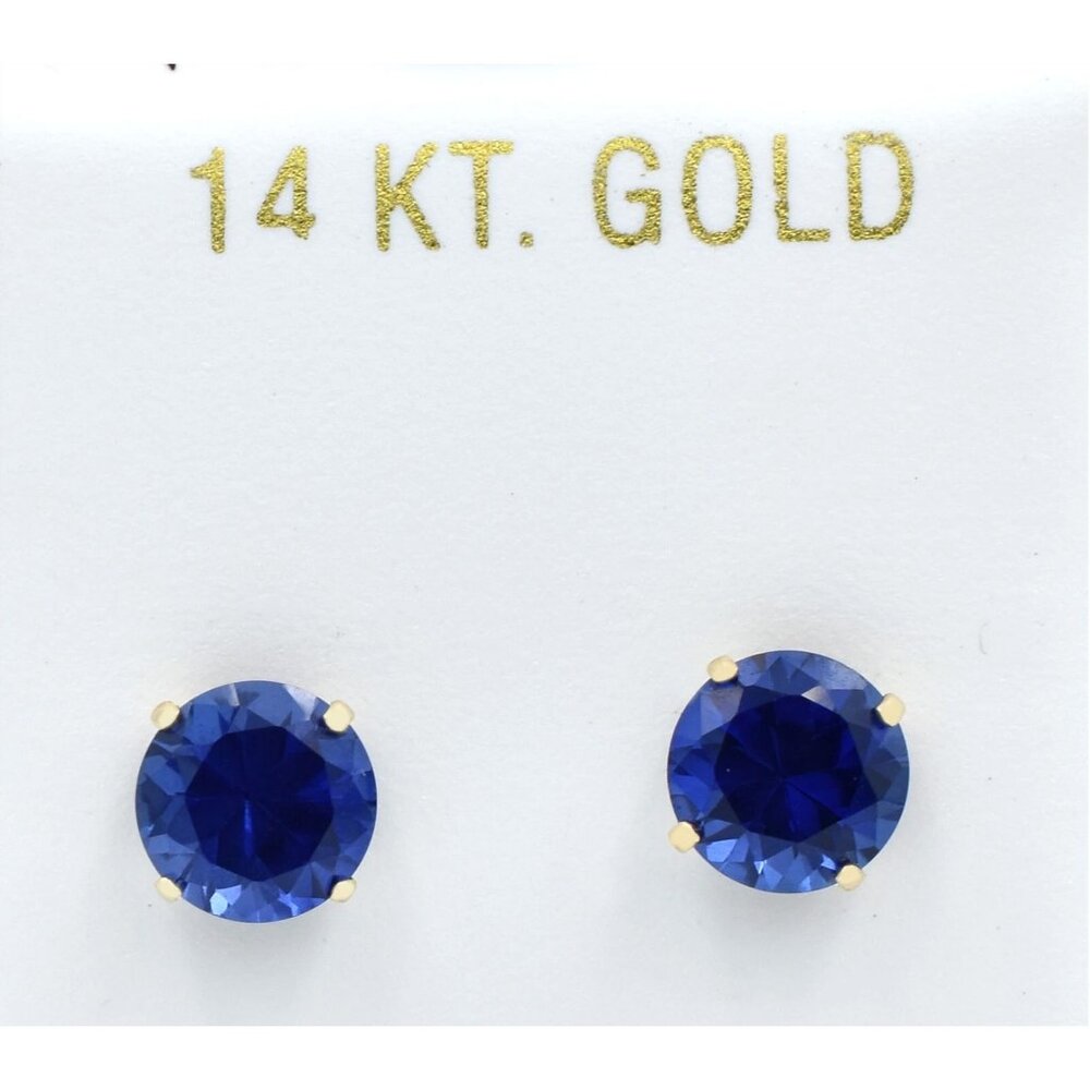 Genuine 2.28 Cts Blue Sapphire Stud Earrings 14k Gold